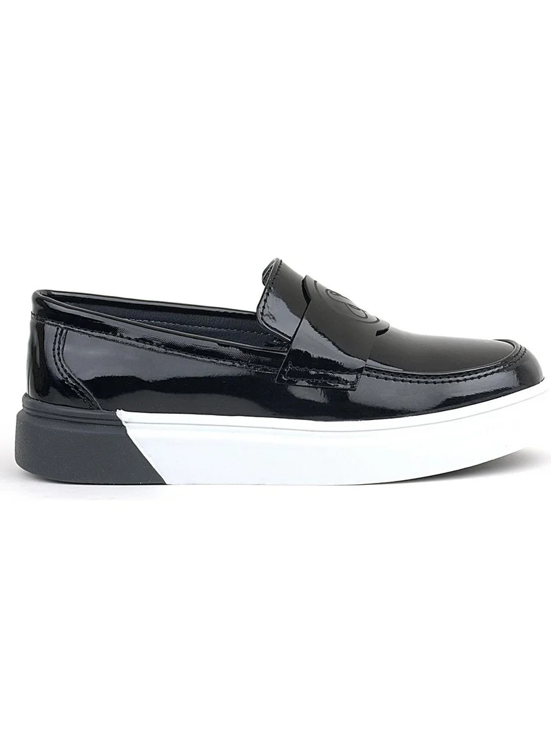 راكربلاس Black Patent Leather Kids Classic Shoes