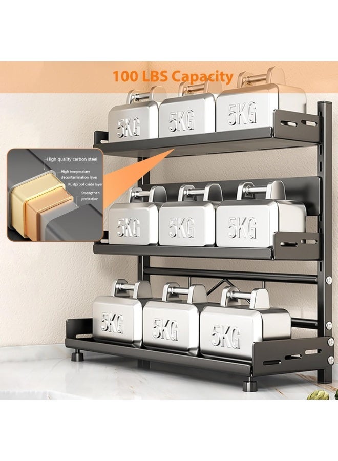 DubaiGallery 3-Tier Adjustable Kitchen Storage Rack Organizer, Heavy Duty Countertop Spice Rack with Multi-Layer Shelves, Oil Bottle Holder, Kitchen Accessories Organizer for Spices, Seasonings, Jars, Containers and Pantry Storage Solution - Image 1
