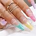 Outyua Cloud French Designer Press on Nails Rainbow Extra Long Fake Nails Coffin Ballerina Super Long False Nails Full Cover Acrylic Nails for Women and Girls 24Pcs Cloud - Image 2