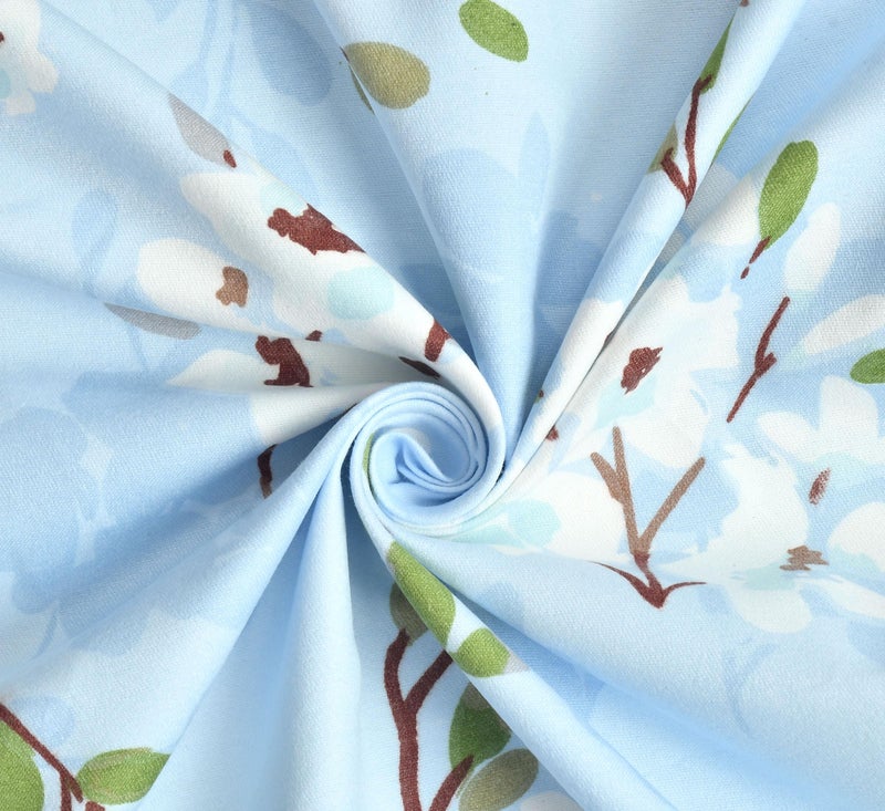 KAWI Elastic Fitted Bedsheets (60"x78") Queen Size Glace Cotton for Double Bed with All Around Elastic, 2 Large Pillow Cover, 200TC -Blue Floral Color - Image 3