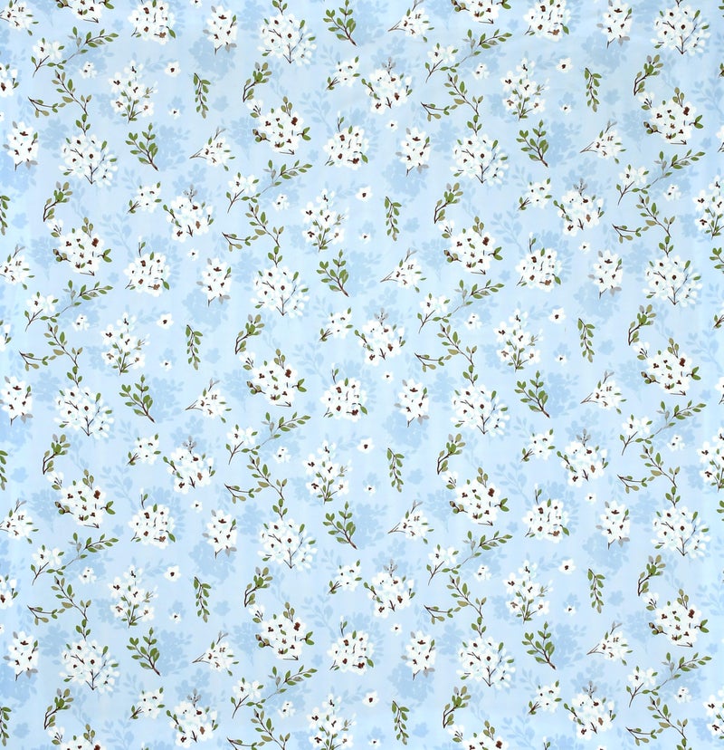 KAWI Elastic Fitted Bedsheets (60"x78") Queen Size Glace Cotton for Double Bed with All Around Elastic, 2 Large Pillow Cover, 200TC -Blue Floral Color - Image 2