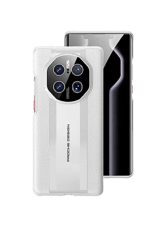 HuHa Case Cover Compatible For Huawei Mate 50 RS Porsche Design Oil-sprayed Genuine Leather Phone Case White - Image 1