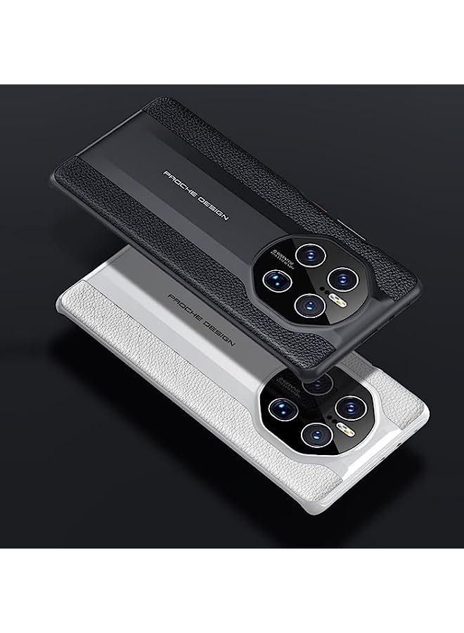 HuHa Case Cover Compatible For Huawei Mate 50 RS Porsche Design Oil-sprayed Genuine Leather Phone Case White - Image 2
