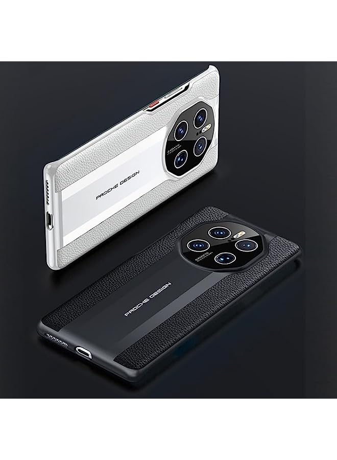 HuHa Case Cover Compatible For Huawei Mate 50 RS Porsche Design Oil-sprayed Genuine Leather Phone Case White - Image 3