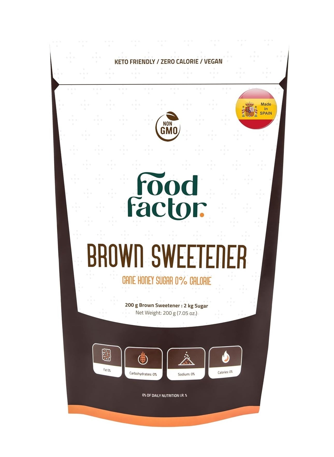 Food Factor Food Factor Brown Sweetener 0% Calorie 200 G (7.05 Oz) 