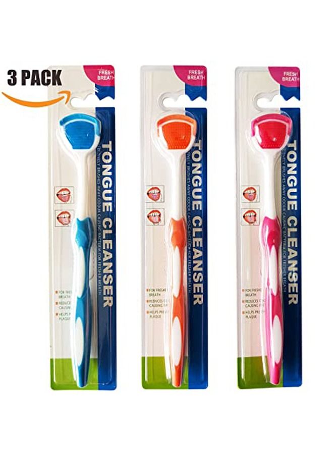 Generic Tongue Brush Tongue Scraper Tongue Cleaner Helps Fight Bad Breath 3 Tongue Scrapers 3 Pack  - Image 2