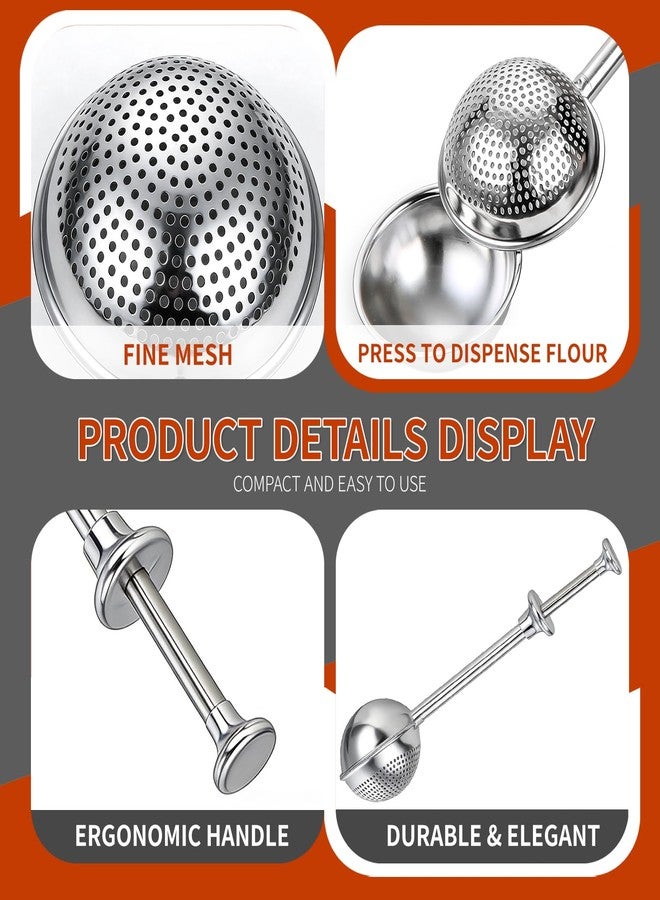 Fevbcnrj Sourdough Flour Duster for Baking, Powdered Sugar Duster, One-Handed Operation Flour Dusting Wand, 304 Stainless Steel with Spring-Operated Handle, Easy to Use, Perfect for Sourdough Bread - Image 3