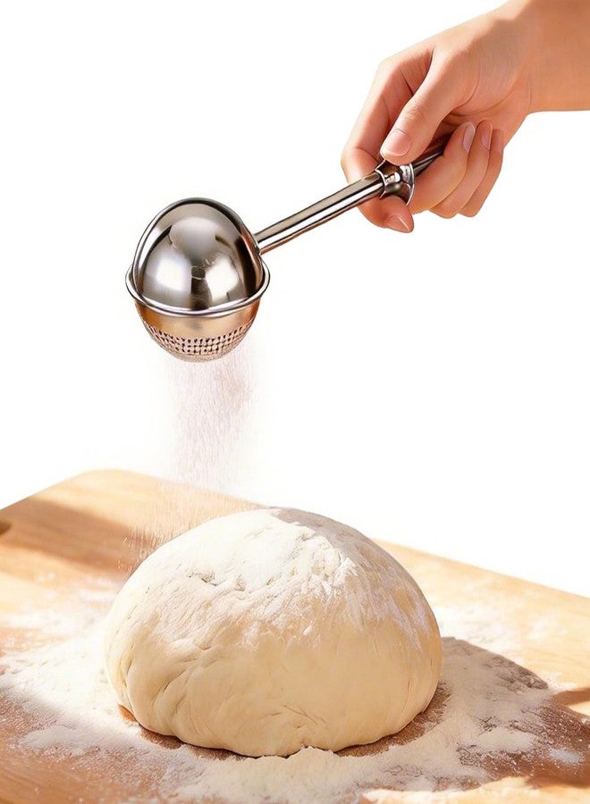 Fevbcnrj Sourdough Flour Duster for Baking, Powdered Sugar Duster, One-Handed Operation Flour Dusting Wand, 304 Stainless Steel with Spring-Operated Handle, Easy to Use, Perfect for Sourdough Bread - Image 1
