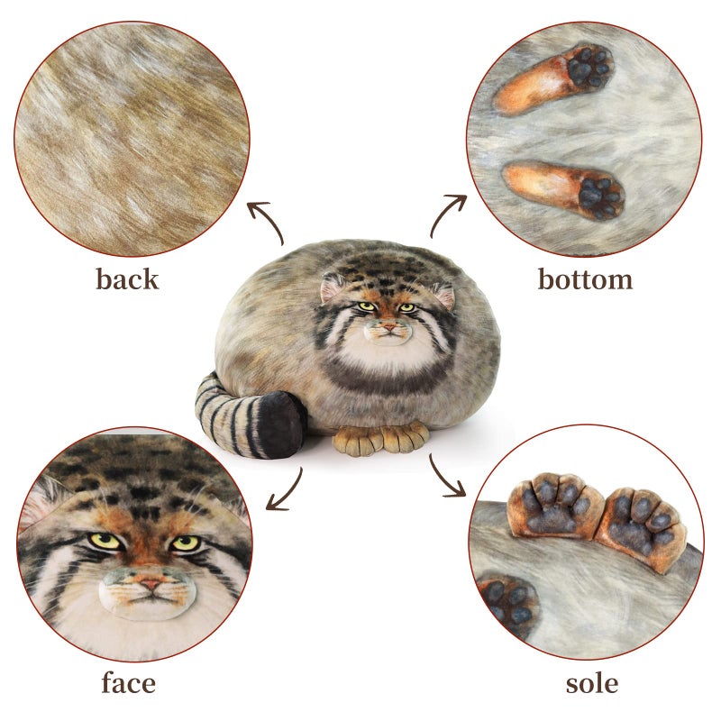 Sew Butiful Cat Plush Body Pillow 45cm/18inch, Pallas Cat Stuffed Animal, Steppe Cat Cute Plushies for Girls, Soft Plush Pillow, Kitten Plush Throw Pillow Doll Big Plush Toy Decoration Doll Gift for Kids Boys - Image 4
