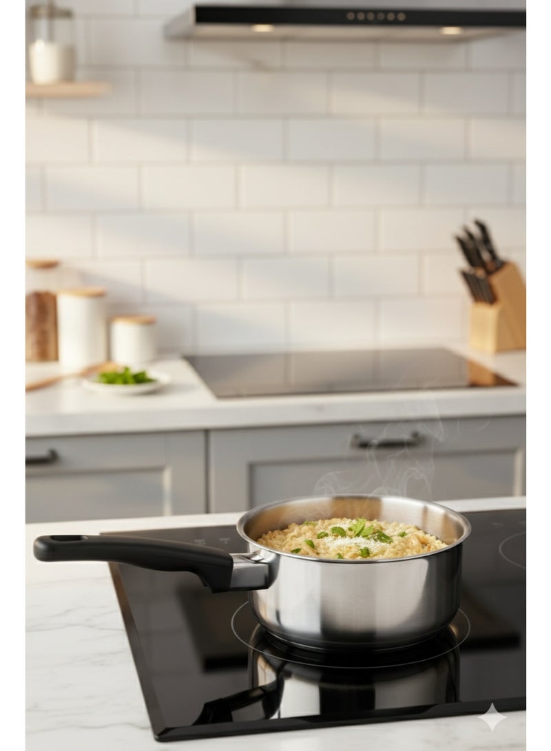 ZEBRA Stainless Steel Japanese Sauce Pan – 18cm – 2Ltr – Black Plastic Handle - Image 4