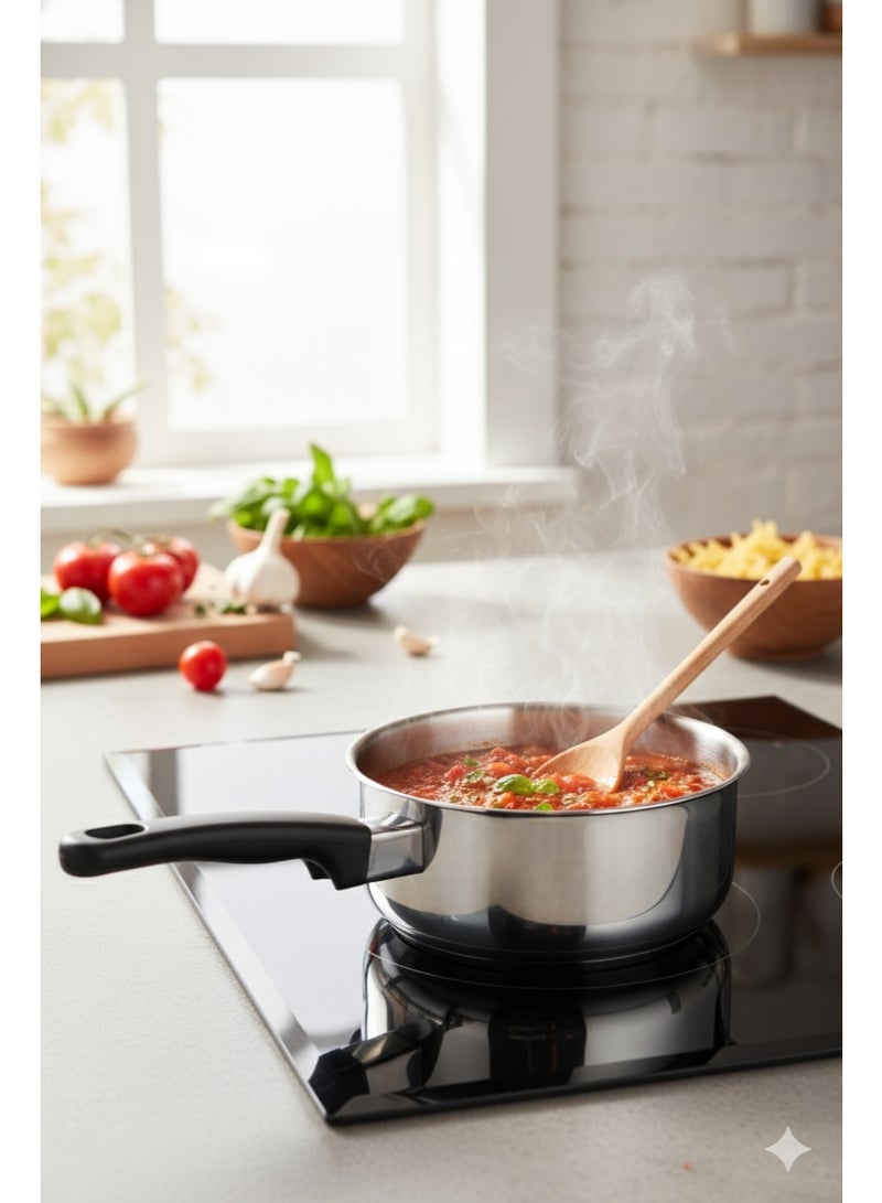 ZEBRA Stainless Steel Japanese Sauce Pan – 18cm – 2Ltr – Black Plastic Handle - Image 3