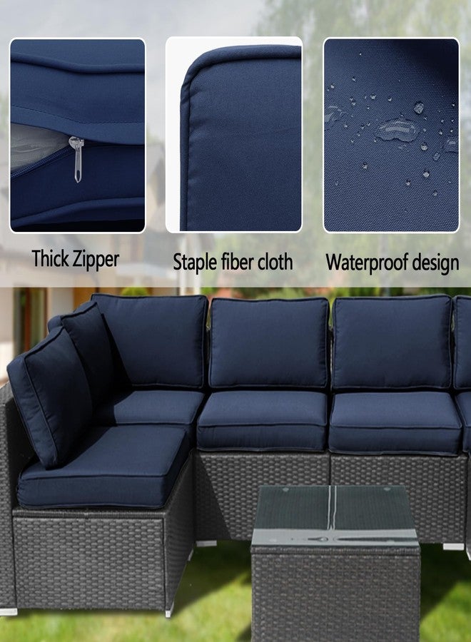 FKSLIFE 14Pieces Patio Cushion Covers Replacement Outdoor Couch Covers Splashproof UV-Resistant Furniture Cushion Sofa Slipcovers Set with Zippers,Cover Only 25.6x25.6x3.9inch - Image 4