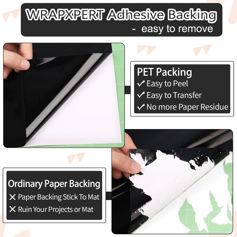 WRAPXPERT فينيل أسود دائم، 12 بوصة × 10 أقدام لفة فينيل لاصق أسود غير لامع لتزيين المنزل والسيارة DIY، وزجاجة الماء، أسود - Image 5