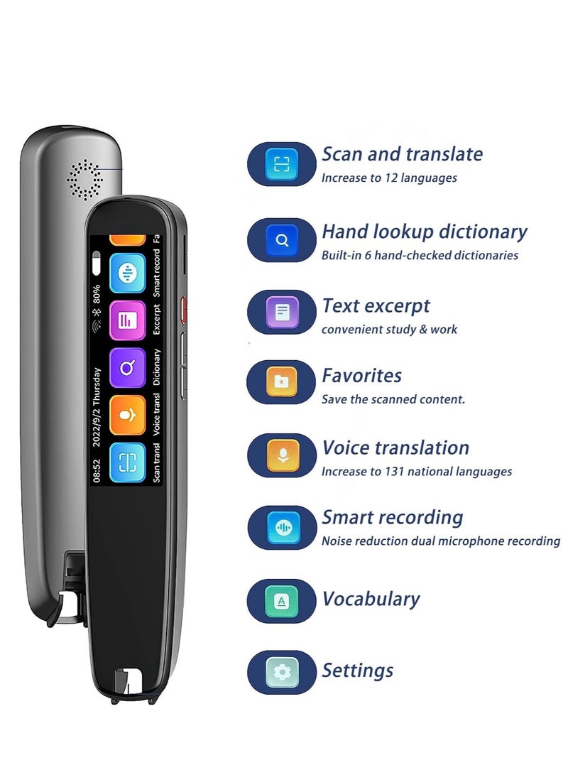 Translation Pen, Scan Reader Pen, 142 Language Translator Device, Text to Speech Scan Reading Pen for Dyslexia, Two-Way Instant Translator Pen for Students Adults with Touch Screen - Image 3