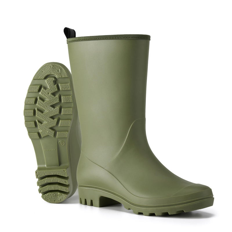 HISEA Women Rubber Boots Waterproof Wide Calf Rain Boots Mid-Calf PVC Rubber Rain Boot Matte Surface Seamless Mid Height Rain Shoes for Women's Rain Footwear Outdoor Garden Work Walking - Image 5