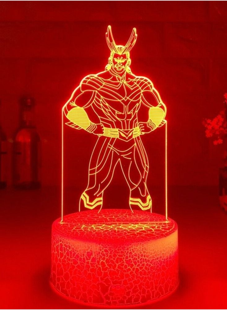 althiqahkey - Anime My Hero Academia All Might Figure 3D Lamp USB Bedroom Multicolor Night Light Decor - Image 1
