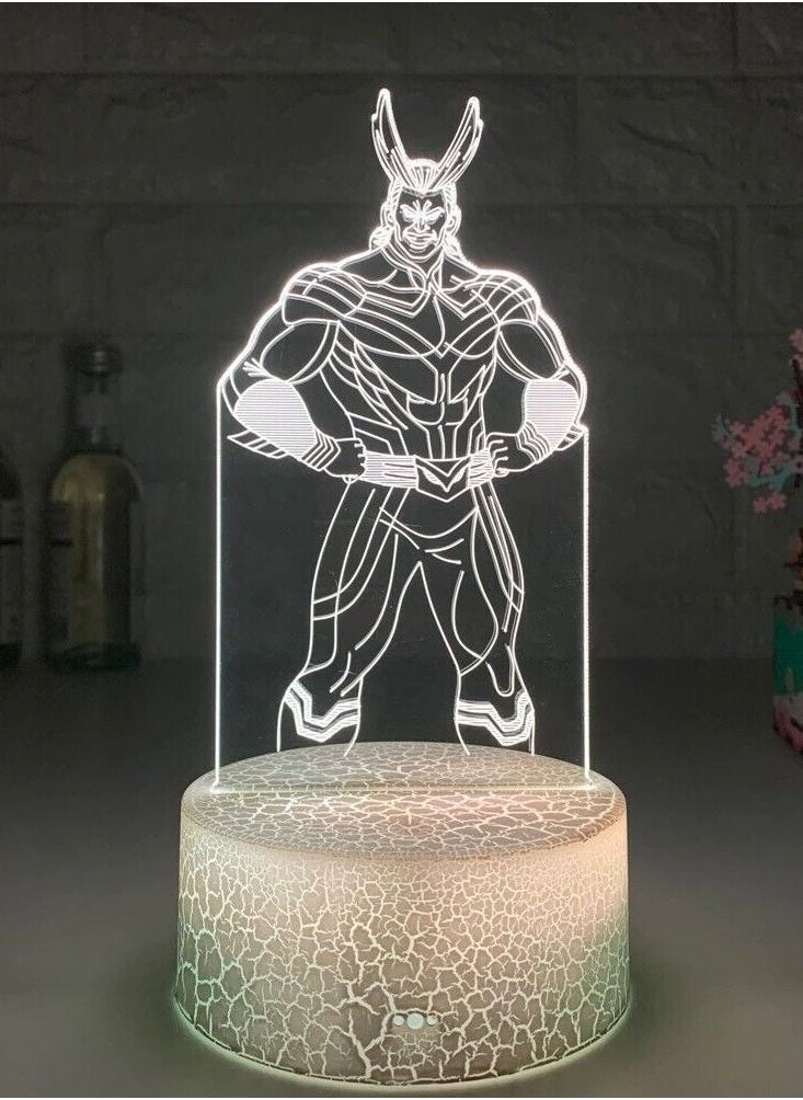 althiqahkey - Anime My Hero Academia All Might Figure 3D Lamp USB Bedroom Multicolor Night Light Decor - Image 1