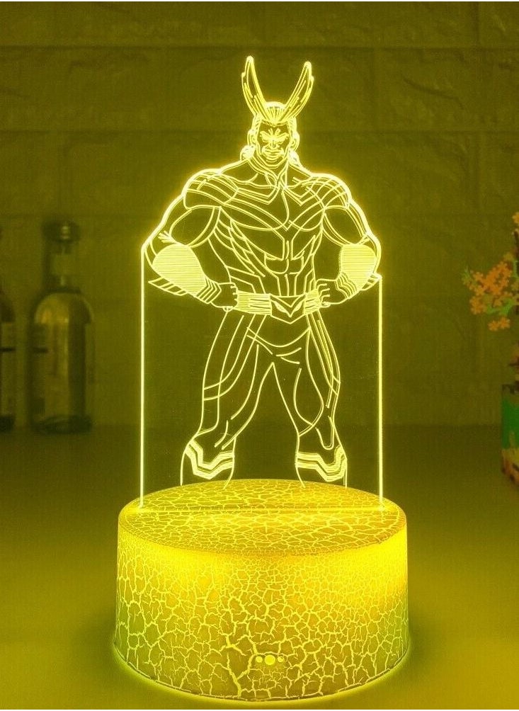 althiqahkey - Anime My Hero Academia All Might Figure 3D Lamp USB Bedroom Multicolor Night Light Decor - Image 1