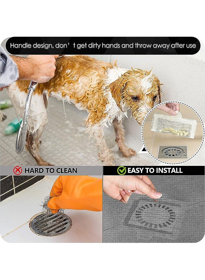 30Pcs Disposable Hair Catchers Shower Drain Floor Sink Strainer Filter Mesh with Stickers for Bathroom and Kitchen Square White  - Image 4