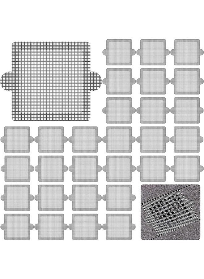 30Pcs Disposable Hair Catchers Shower Drain Floor Sink Strainer Filter Mesh with Stickers for Bathroom and Kitchen Square White  - Image 1