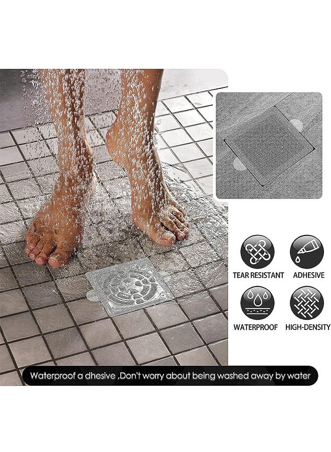 30Pcs Disposable Hair Catchers Shower Drain Floor Sink Strainer Filter Mesh with Stickers for Bathroom and Kitchen Square White  - Image 2
