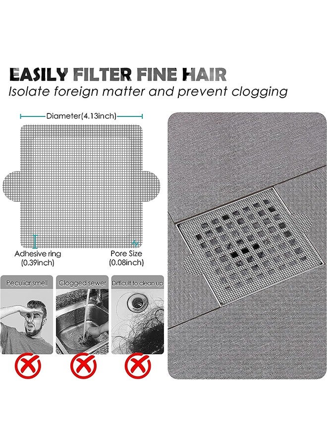 30Pcs Disposable Hair Catchers Shower Drain Floor Sink Strainer Filter Mesh with Stickers for Bathroom and Kitchen Square White  - Image 3