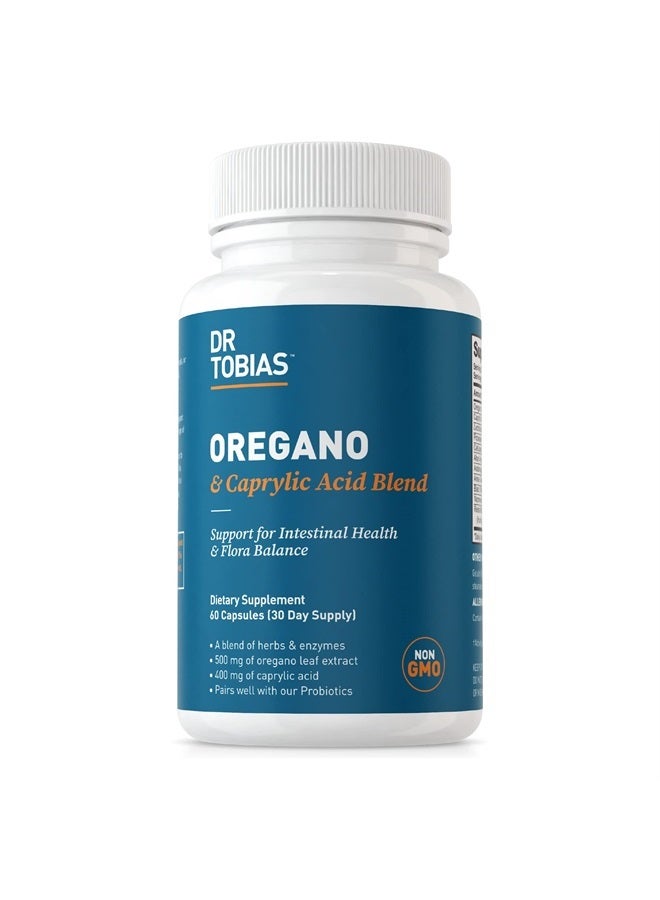 Dr. Tobias Oregano and Caprylic Acid Blend, Gut Flora Balance Complex, Intestinal Health & Immune Support with Herbs & Probiotics, Gut Health Supplements for Women & Men, 60 Capsules, 30 Servings  - Image 1