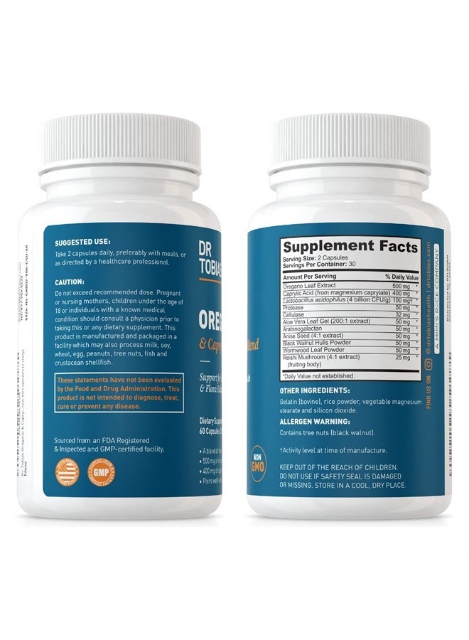 Dr. Tobias Oregano and Caprylic Acid Blend, Gut Flora Balance Complex, Intestinal Health & Immune Support with Herbs & Probiotics, Gut Health Supplements for Women & Men, 60 Capsules, 30 Servings  - Image 5