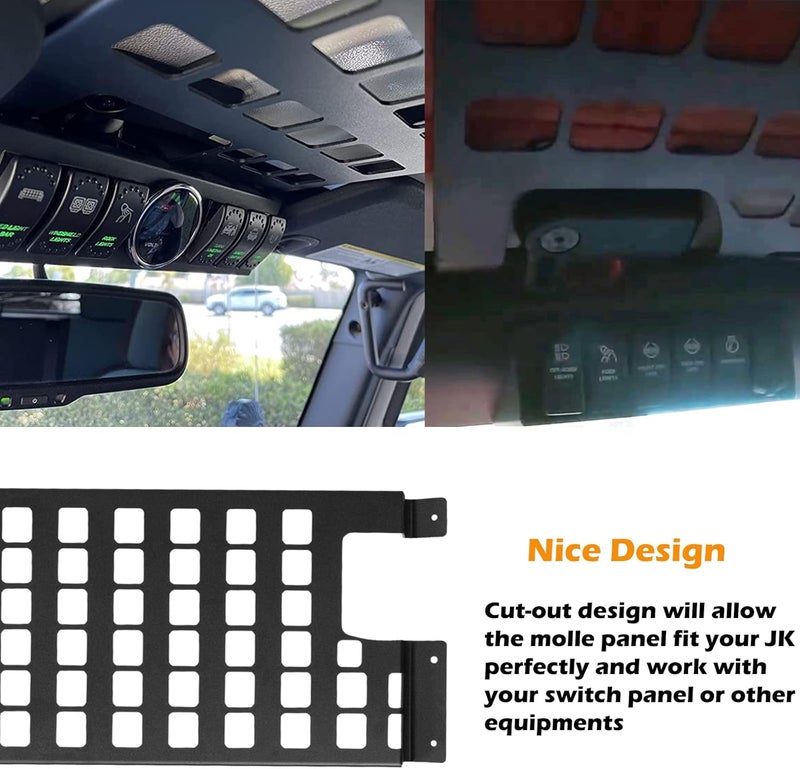 Sunluway Top Roof Rack Cargo Hard Top Molle Panel for Jeep Wrangler JK 2007-2018 (4-Door) - Image 4