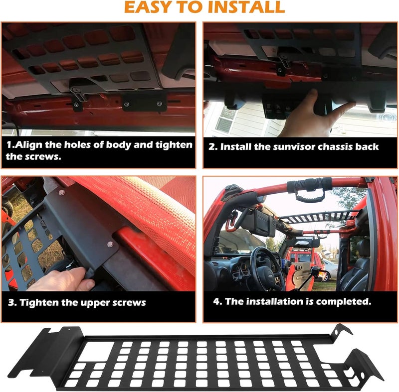 Sunluway Top Roof Rack Cargo Hard Top Molle Panel for Jeep Wrangler JK 2007-2018 (4-Door) - Image 5