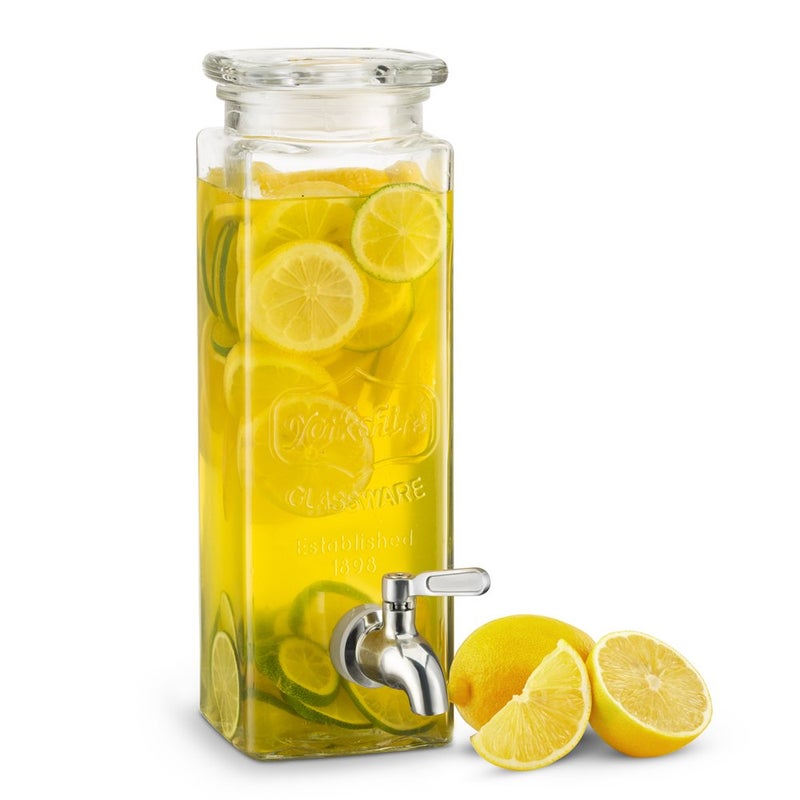 Kook Glass Drink Dispenser, with Leak-Proof Stainless Steel Spigot, Clear Rectangular Mason Jar, Beverage Storage for Fridge, for Water, Iced Tea, Sangria, Lemonade, 80 oz (2) - Image 3