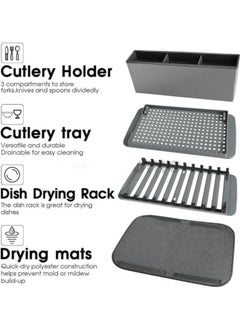 Generic Durable Plastic Dish Drainer with Cutlery Holder and Microfiber Dish Drying Mat, Multicolor  - Image 2