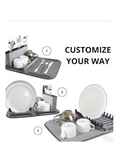Generic Durable Plastic Dish Drainer with Cutlery Holder and Microfiber Dish Drying Mat, Multicolor  - Image 3
