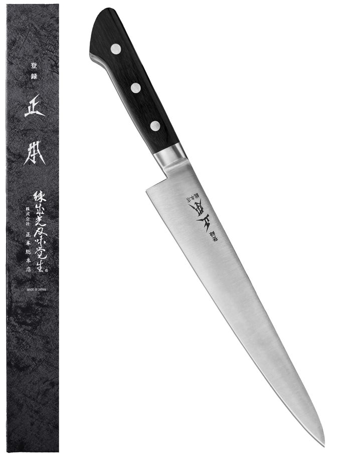 AT SUJIHIKI SLICING KNIFE 105 270MM MADE IN JAPAN JAPANESE SLICER KNIFE FOR BRISKET MEAT SASHIMI SUSHI SHARP JAPANESE STAINLESS STEEL BLADE FULL TANG PAKKAWOOD HANDLE BLACK