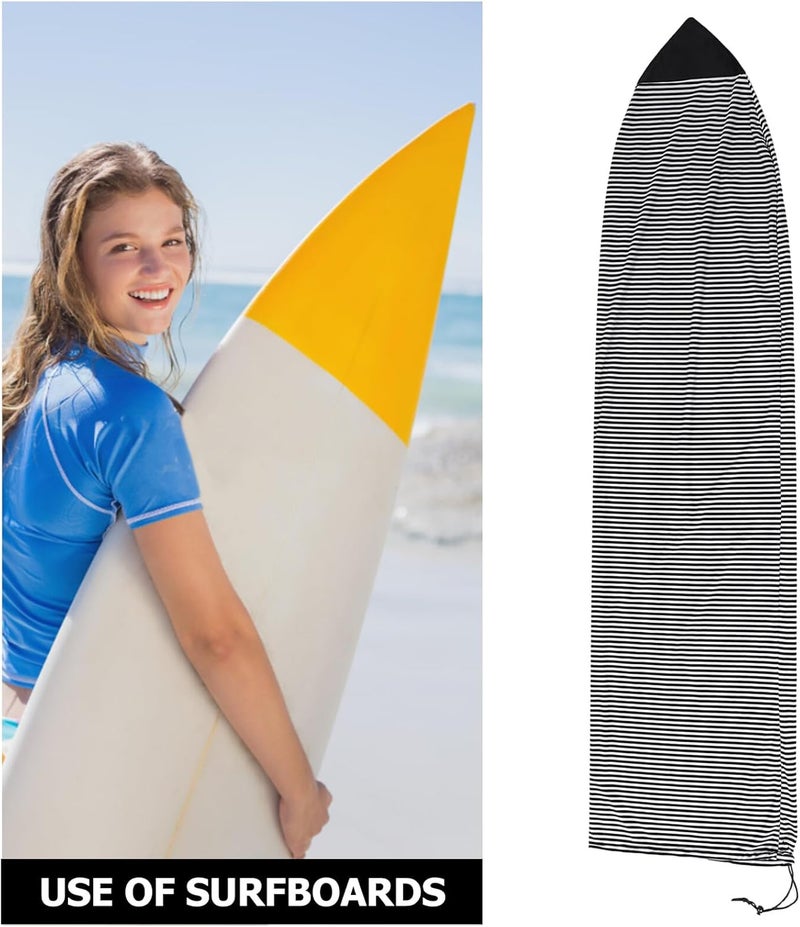 LALAFINA Surfboard Protection Sleeve Black Stripe 180x50cm Soft Cover Surfboard Protector Bag Paddleboard Sock Travel Storage - Image 1