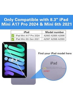 Procases Smart Case For Ipad Mini 7 A17 Pro 2024 Ipad Mini 6 2021 8.3 Inch Ipad Mini 7Th 6Th Generation Case Hard Back Cover Case For Ipad Mini 8.3" 7Th Gen A2995 6Th Gen A2567 A2568 A2569 Purple  - Image 2