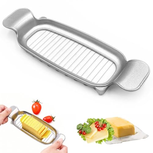 Supvox® Butter Slice Cutter, Stainless Steel Wire Slicer for Butter & Cheese, Press-Down Design for Even Slices, Kitchen Baking and Cooking Tool, 19.5x6.8cm - Image 1