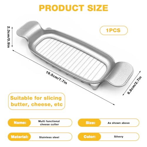 Supvox® Butter Slice Cutter, Stainless Steel Wire Slicer for Butter & Cheese, Press-Down Design for Even Slices, Kitchen Baking and Cooking Tool, 19.5x6.8cm - Image 2