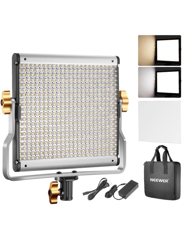 Neewer Professional Video Light, Dimmable Bi Color LED Studio Light, Portable Photography Light With Durable Metal Frame For Studio Content Creation Video Recording, (480 LED Beads, Silver)  - Image 1