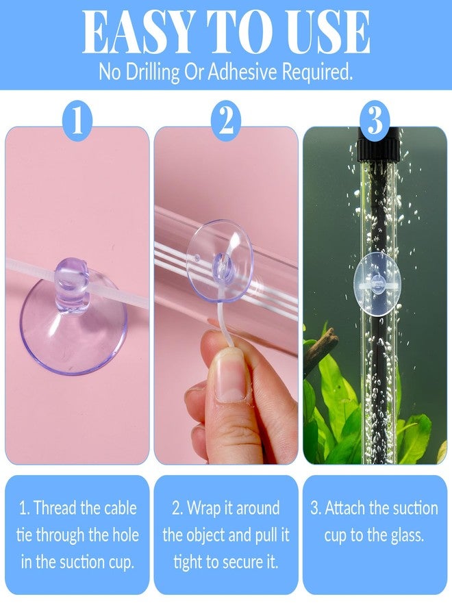 Gtziqa 10 Pcs 25mm Aquarium Suction Cups & 20 Pcs Adjustable Zip Ties, Small Suction Cups for Fish Tank Plant Holder Air Tubes Moss Shrimp Nests Reptile Hammocks - Image 3