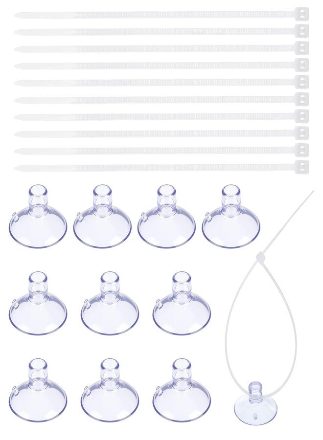 Gtziqa 10 Pcs 25mm Aquarium Suction Cups & 20 Pcs Adjustable Zip Ties, Small Suction Cups for Fish Tank Plant Holder Air Tubes Moss Shrimp Nests Reptile Hammocks - Image 1
