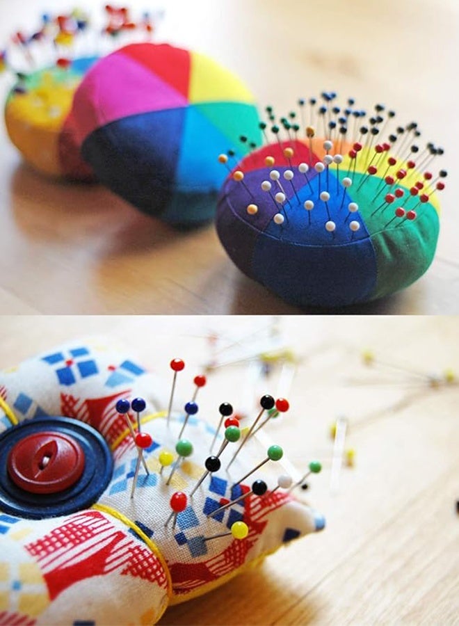 هابي دي 250 دبوس خياطة للقماش، دبابيس مستقيمة برؤوس زجاجية ملونة طولها 1.5 بوصة، دبابيس لحياكة الملابس، تزيين المجوهرات DIY، مشاريع الحرف والخياطة (ملونة) - Image 3