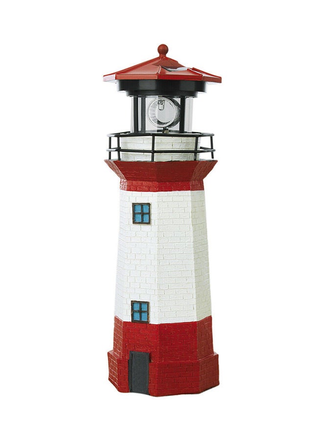 NIBEMINENT LED Solar Lighthouse Lawn With Rotating Lamp White/Red - Image 1