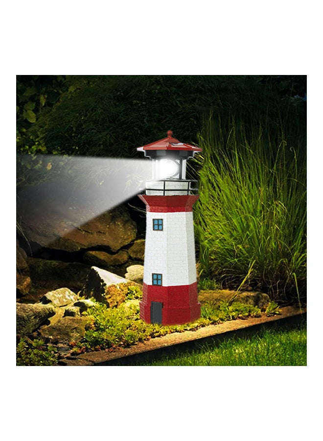 NIBEMINENT LED Solar Lighthouse Lawn With Rotating Lamp White/Red - Image 2