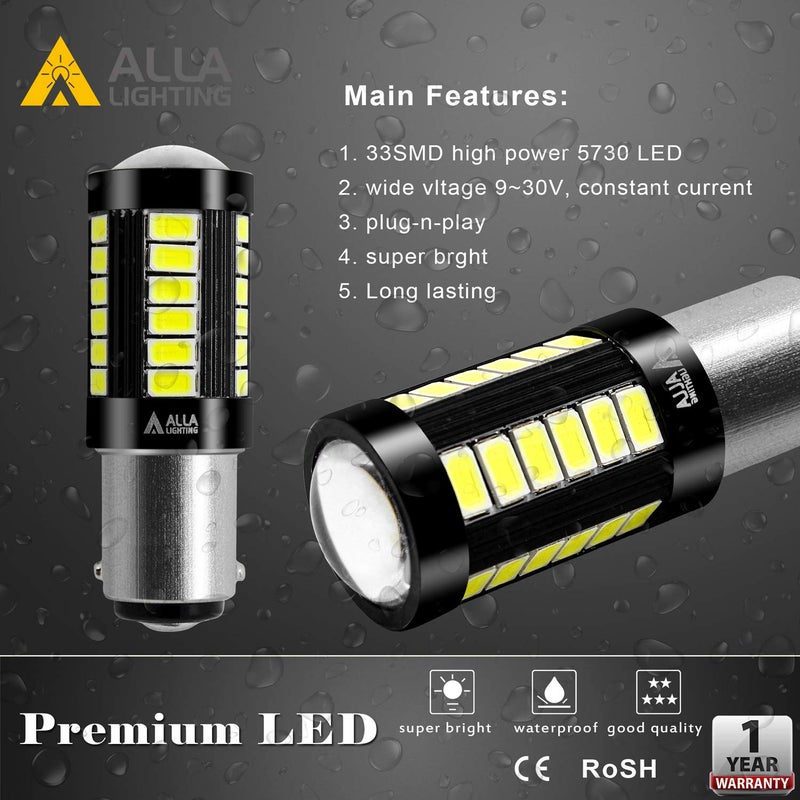 Alla Lighting 2800lm BAY15D Base 7528 1157 LED Bulbs, 6000K Xenon White Turn Signal/Brake Tail Lights Bulbs Xtreme Super Bright 5730 33-SMD 12V Lamps 3496 2357 2057 1034 198 - Image 5