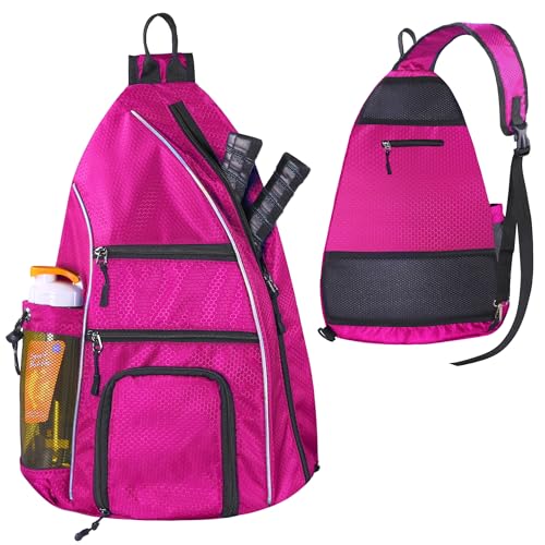 LLYWCM Pickleball Bag | Sling Bags - Reversible Crossbody Sling Backpack for Pickleball Paddle, Tennis, Pickleball Racket and Travel for Women Men（Rose） - Image 1