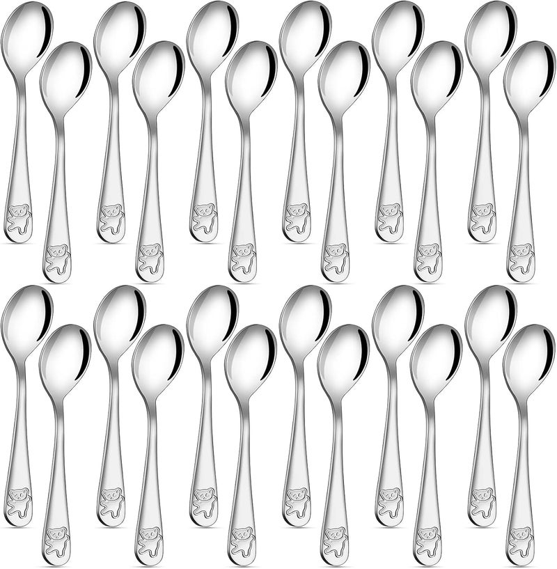 Erinnmy 24 Piece Kids Spoons 65 inch Stainless Steel Silverware Child  Toddler Safe Baby Self Feeding Spoons Dishwasher Safe - Image 1