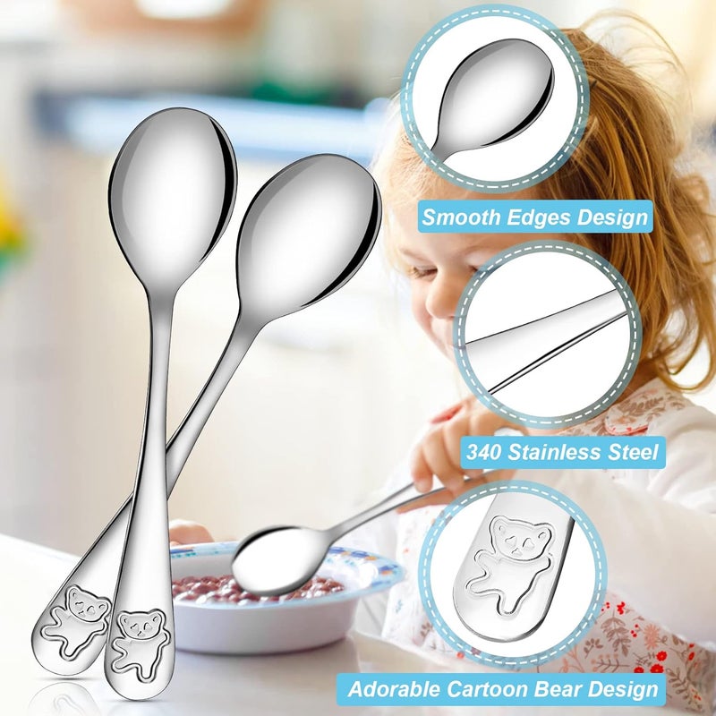 Erinnmy 24 Piece Kids Spoons 65 inch Stainless Steel Silverware Child  Toddler Safe Baby Self Feeding Spoons Dishwasher Safe - Image 4