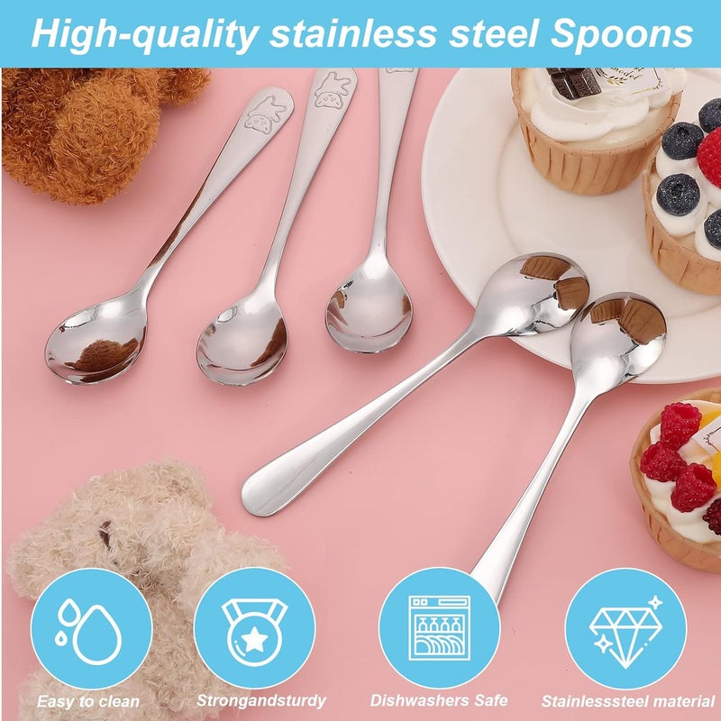 Erinnmy 24 Piece Kids Spoons 65 inch Stainless Steel Silverware Child  Toddler Safe Baby Self Feeding Spoons Dishwasher Safe - Image 5