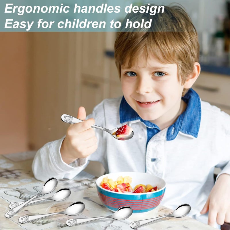 Erinnmy 24 Piece Kids Spoons 65 inch Stainless Steel Silverware Child  Toddler Safe Baby Self Feeding Spoons Dishwasher Safe - Image 2